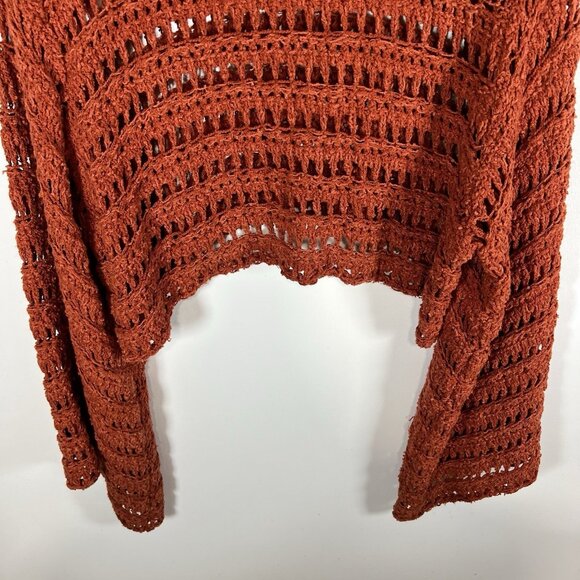 Free People Womens Sweater Sz XS Orange‎ Knit Open Crochet Boho Coastal Cowgirl - Picture 11 of 11